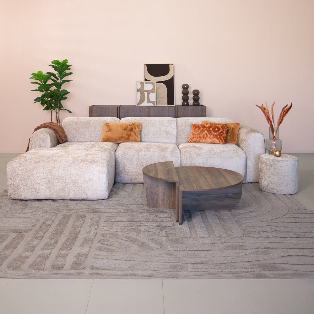 Banken-Hoekbank beige chenille stof - 292x170 cm - Shane - links-Dimehouse