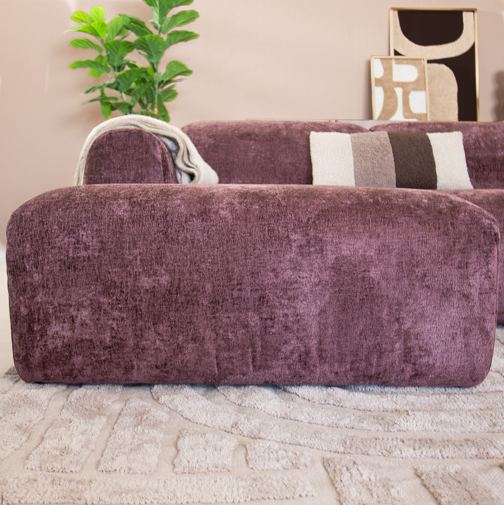 Banken-Hoekbank paars chenille stof - 292x170 cm - Shane - links-Dimehouse