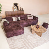 Banken-Hoekbank paars chenille stof - 292x170 cm - Shane - links-Dimehouse