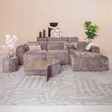 Banken-Hoekbank taupe chenille stof - 292x170 cm - Shane - rechts-Dimehouse