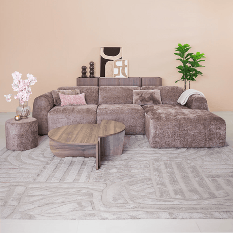 Banken-Hoekbank taupe chenille stof - 292x170 cm - Shane - rechts-Dimehouse