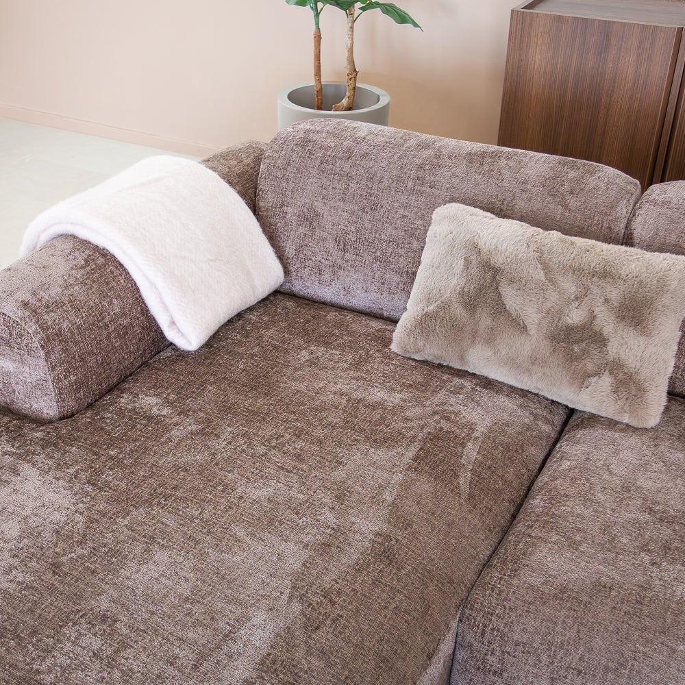 Banken-Hoekbank taupe chenille stof - 272x170 cm - Shane - links-Dimehouse