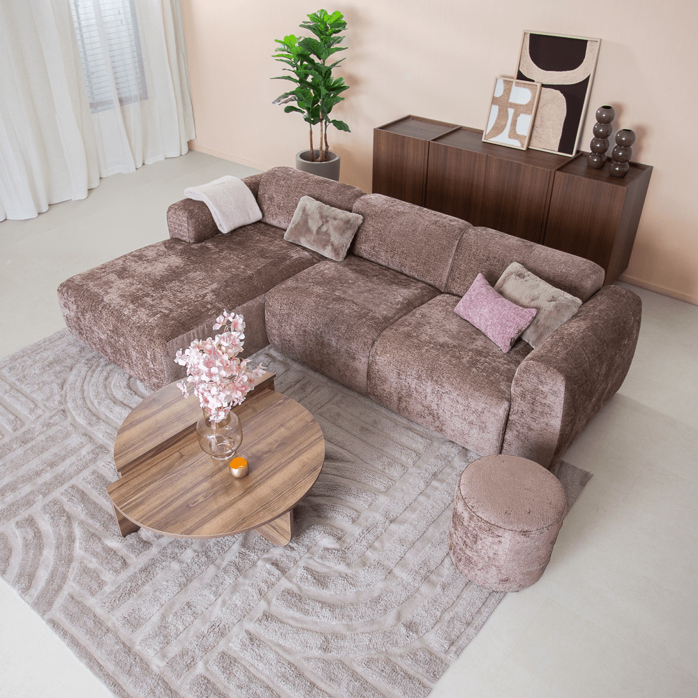 Banken-Hoekbank taupe chenille stof - 272x170 cm - Shane - links-Dimehouse
