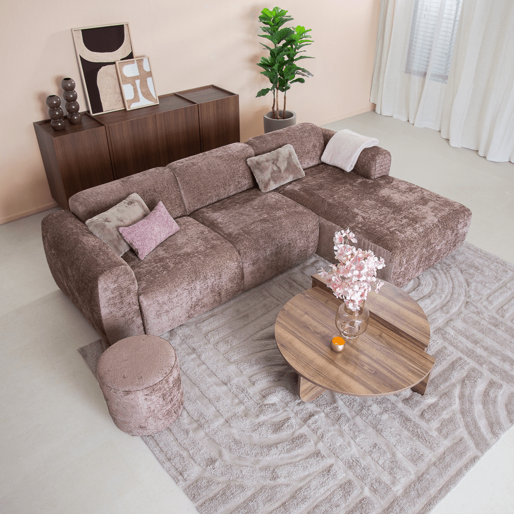 Banken-Hoekbank taupe chenille stof - 292x170 cm - Shane - rechts-Dimehouse