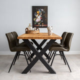 Dining tables - Industrial Dining Table Oak X - Black Rover leg - Dimehouse