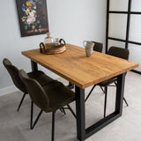 Dining tables - Industrial Dining Table Oak U - Black Rover leg - Dimehouse
