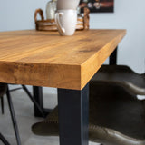 Dining tables - Industrial Dining Table Oak U - Black Rover leg - Dimehouse