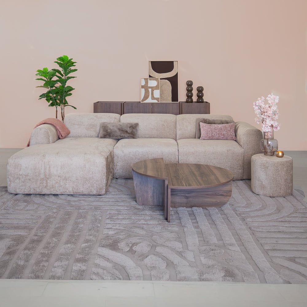 Banken-Hoekbank zand chenille stof - 272x170 cm - Shane - links-Dimehouse