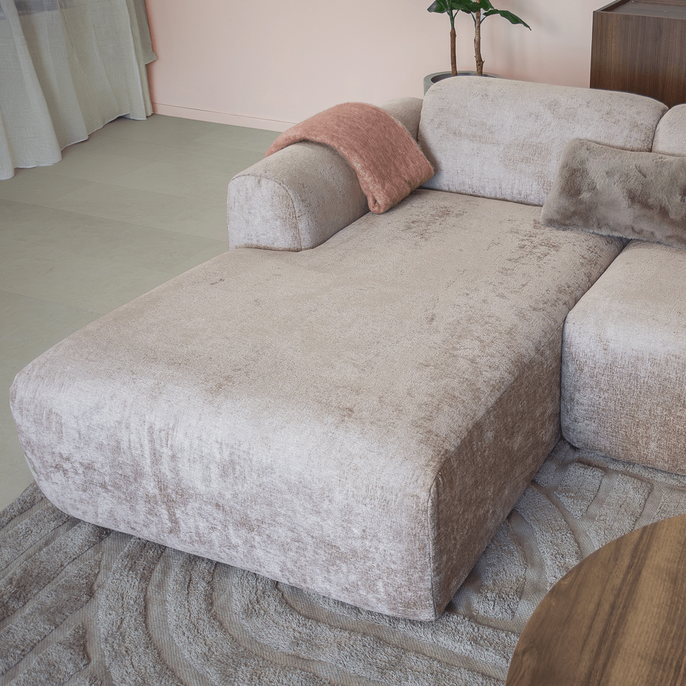 Banken-Hoekbank zand chenille stof - 272x170 cm - Shane - links-Dimehouse