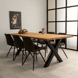 Dining tables - Industrial Dining Table Oak X - Black Rover leg - Dimehouse