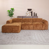Banken-Hoekbank oker chenille stof - 292x170 cm - Shane - links-Dimehouse
