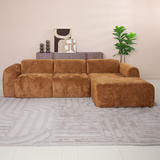 Banken-Hoekbank oker chenille stof - 292x170 cm - Shane - rechts-Dimehouse