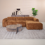 Banken-Hoekbank oker chenille stof - 292x170 cm - Shane - rechts-Dimehouse