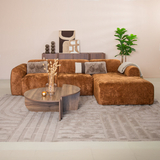 Banken-Hoekbank oker chenille stof - 292x170 cm - Shane - rechts-Dimehouse