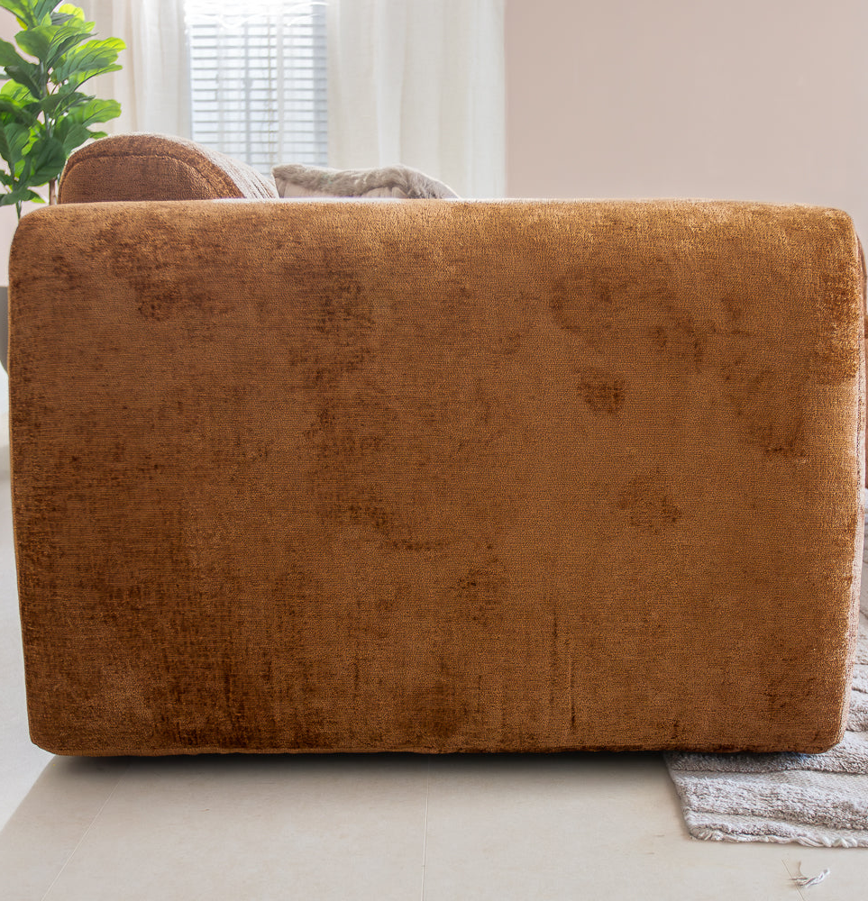 Banken-Hoekbank oker chenille stof - 292x170 cm - Shane - rechts-Dimehouse