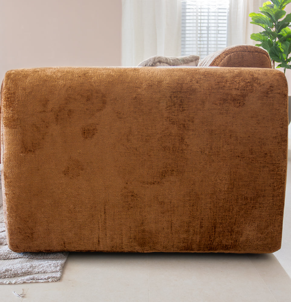 Banken-Hoekbank oker chenille stof - 292x170 cm - Shane - links-Dimehouse