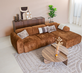 Banken-Hoekbank oker chenille stof - 292x170 cm - Shane - rechts-Dimehouse