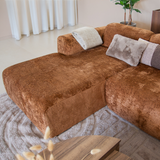 Banken-Hoekbank oker chenille stof - 292x170 cm - Shane - links-Dimehouse