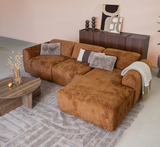 Banken-Hoekbank oker chenille stof - 292x170 cm - Shane - rechts-Dimehouse