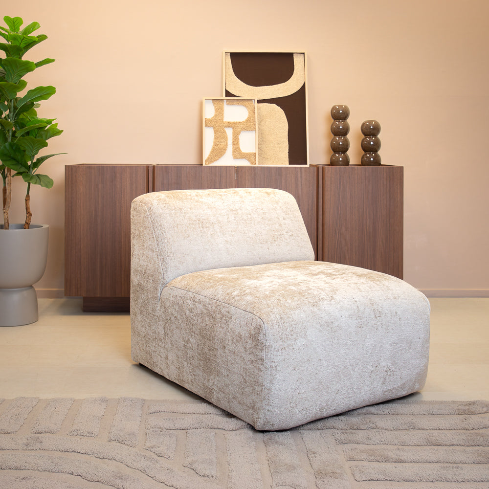 Fauteuil beige chenille stof Shane
