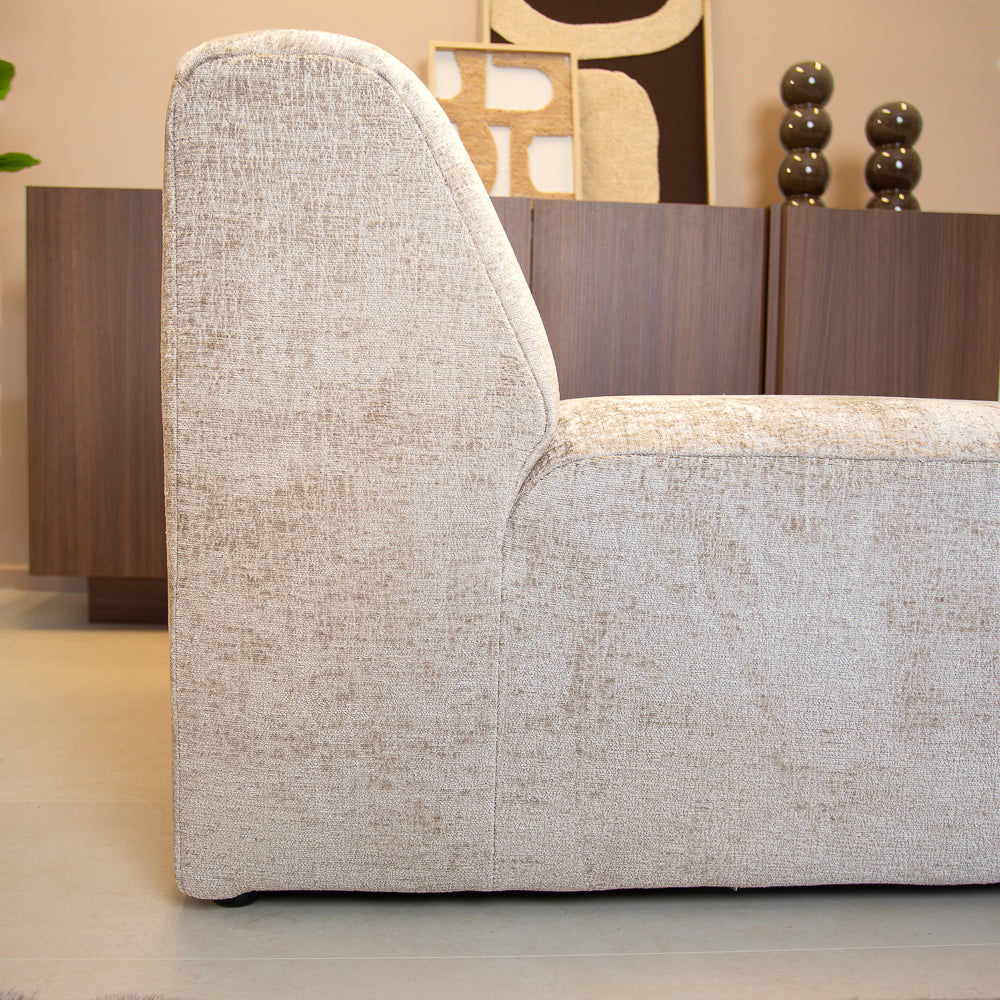 Fauteuil beige chenille stof Shane