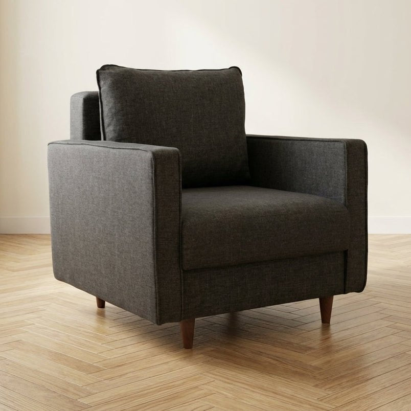 Armchair Eva Anthracite atmospheric photo in a modern interior