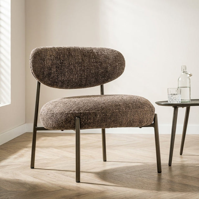 Armchair Nova Round Brown Fabric atmospheric photo in a modern interior