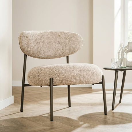 Armchair Nova Round Sand-colored Fabric atmospheric photo in a modern interior