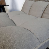 Armchairs - Scandinavian swivel armchair taupe bouclé fabric 360° rotatable Yuki - Dimehouse