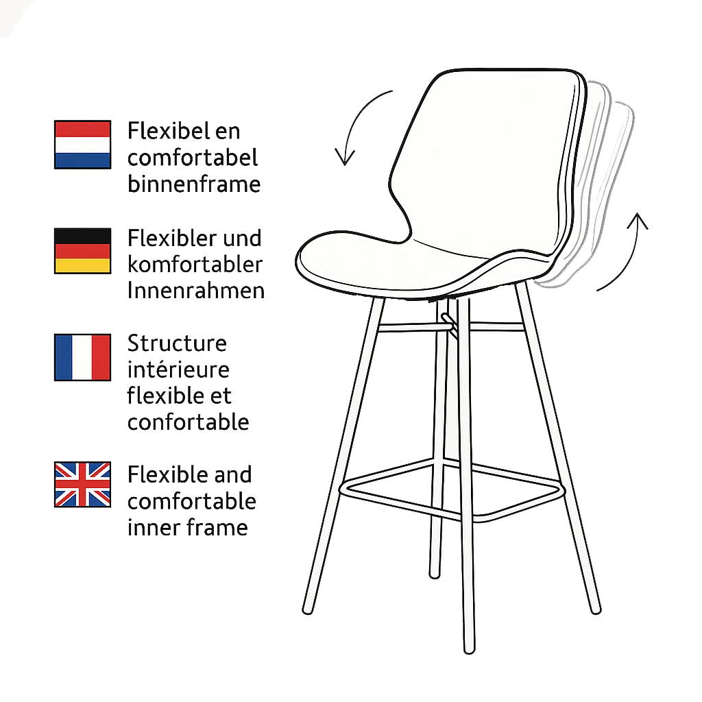 Bar Stools - Beau Bar Stool Light Gray Chenille Fabric - 67 cm Seat Height - Without Armrests - Dimehouse