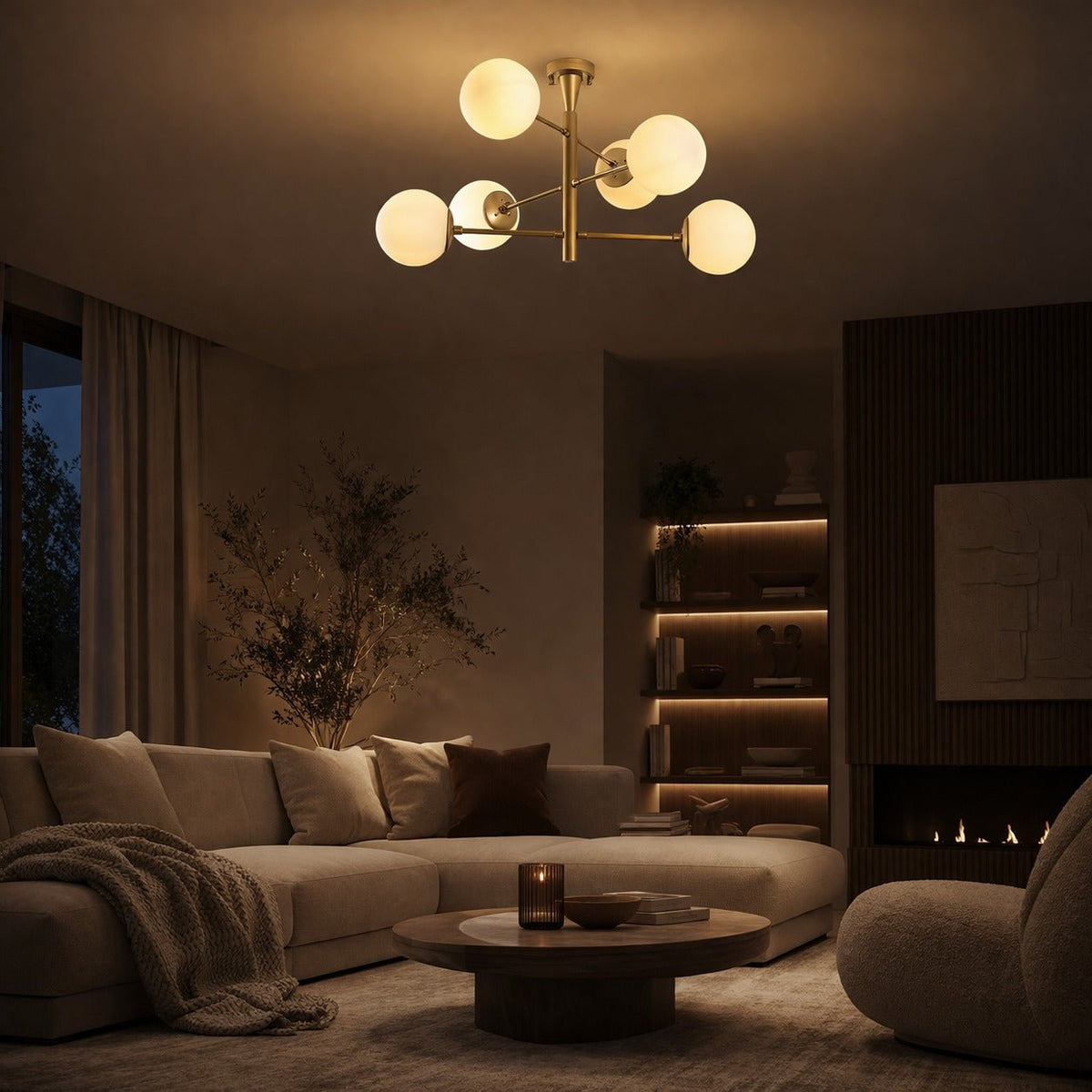 Hanging lamps - Hanging lamp 6 - lights Gold Metal - 75 x 75 cm - Luster - Dimehouse