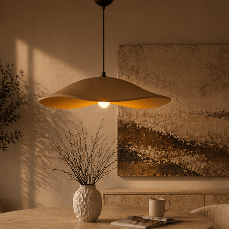 Hanging lamps - Hanging lamp beige carbon concrete shade - 58 cm - Flowing - Dimehouse