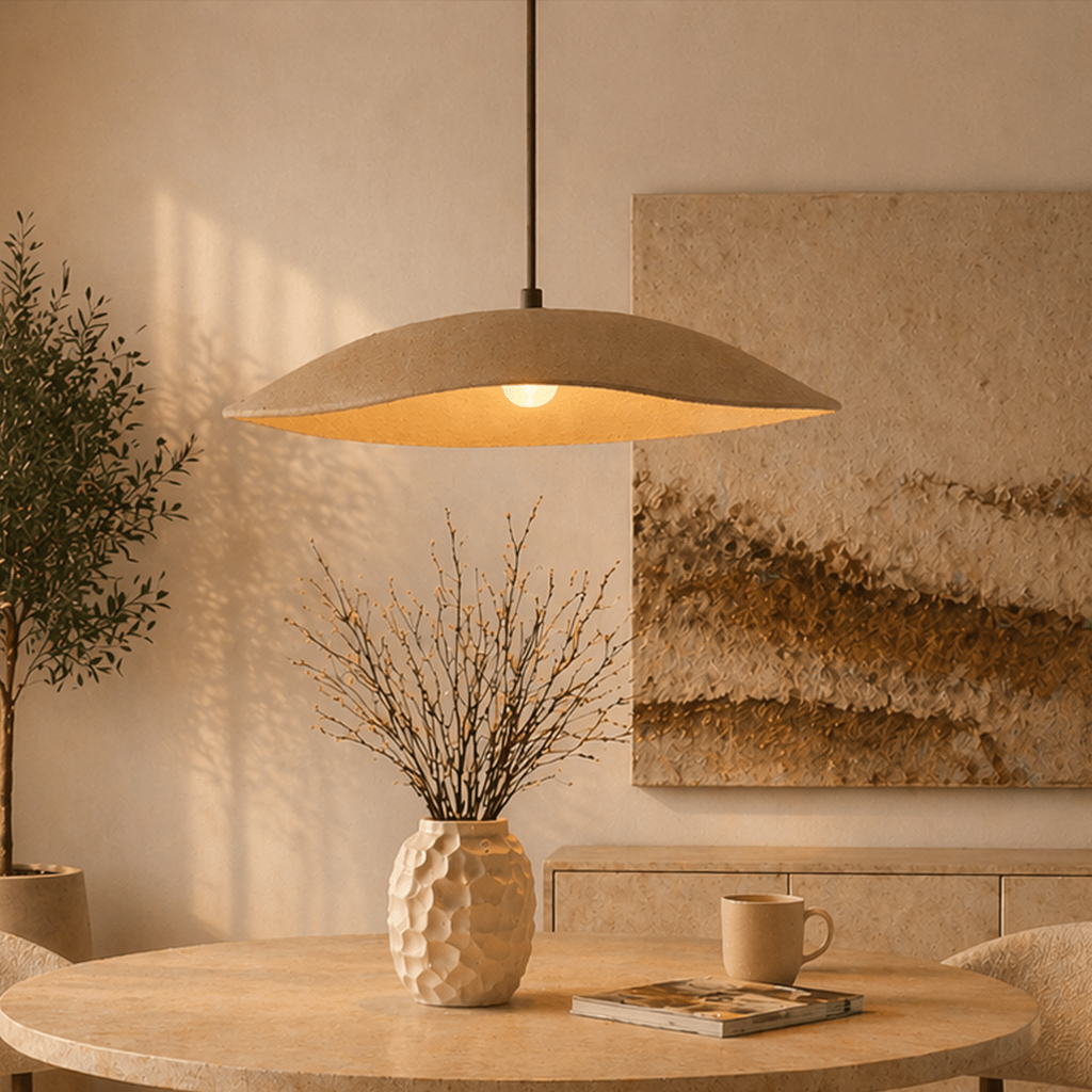 Hanging lamps - Hanging lamp beige carbon concrete shade - robust - 58 cm - Flowing - Dimehouse