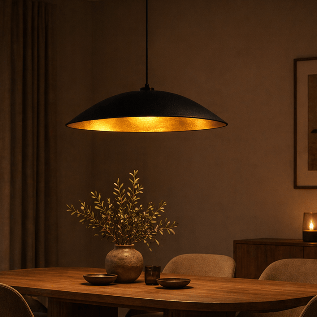 Hanging lamps - Hanging lamp black with gold carbon concrete shade - 48 cm - Flowing - Dimehouse