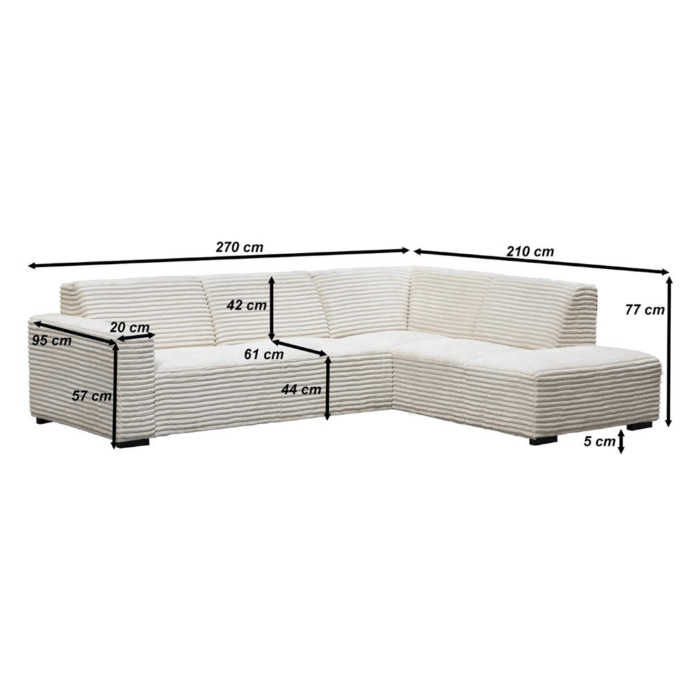 Sofas - Corner sofa beige super soft ribbed fabric Gavi - left - Dimehouse