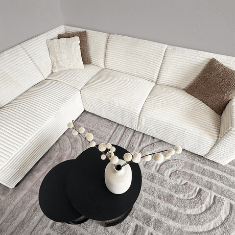 Sofas - Corner sofa cream super soft ribbed fabric Gavi - left - Dimehouse