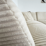 Sofas - Corner sofa cream super soft ribbed fabric Gavi - left - Dimehouse