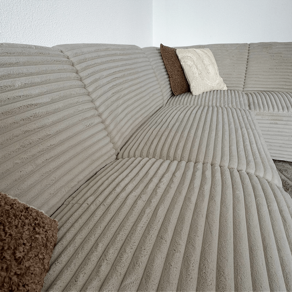 Sofas - Corner sofa beige super soft ribbed fabric Gavi - right - Dimehouse