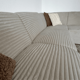 Sofas - Corner sofa beige super soft ribbed fabric Gavi - right - Dimehouse