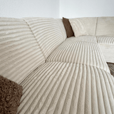 Sofas - Corner sofa cream super soft ribbed fabric Gavi - right - Dimehouse