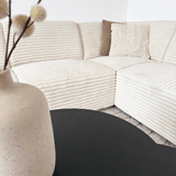 Sofas - Corner sofa cream super soft ribbed fabric Gavi - left - Dimehouse