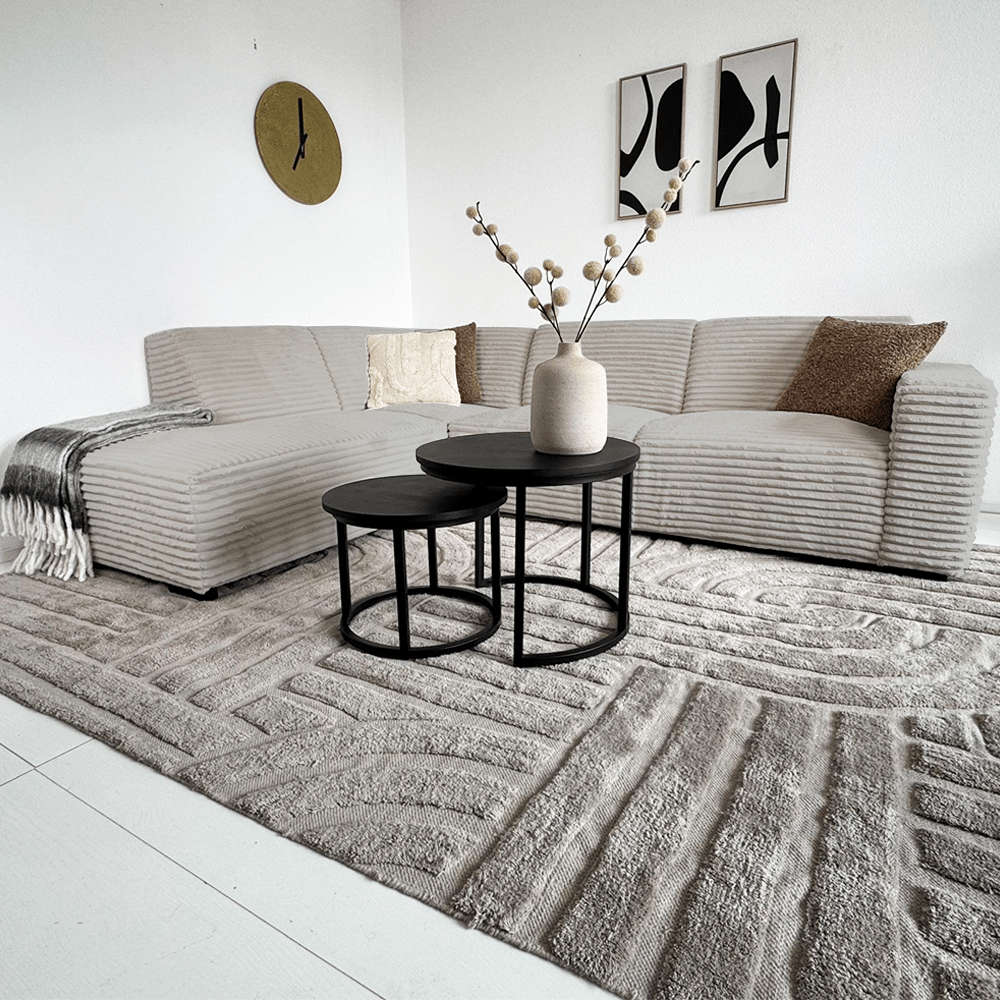 Sofas - Corner sofa beige super soft ribbed fabric Gavi - left - Dimehouse