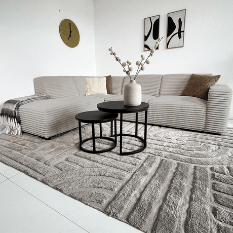 Sofas - Corner sofa beige super soft ribbed fabric Gavi - left - Dimehouse