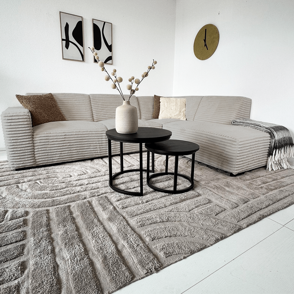 Sofas - Corner sofa beige super soft ribbed fabric Gavi - right - Dimehouse