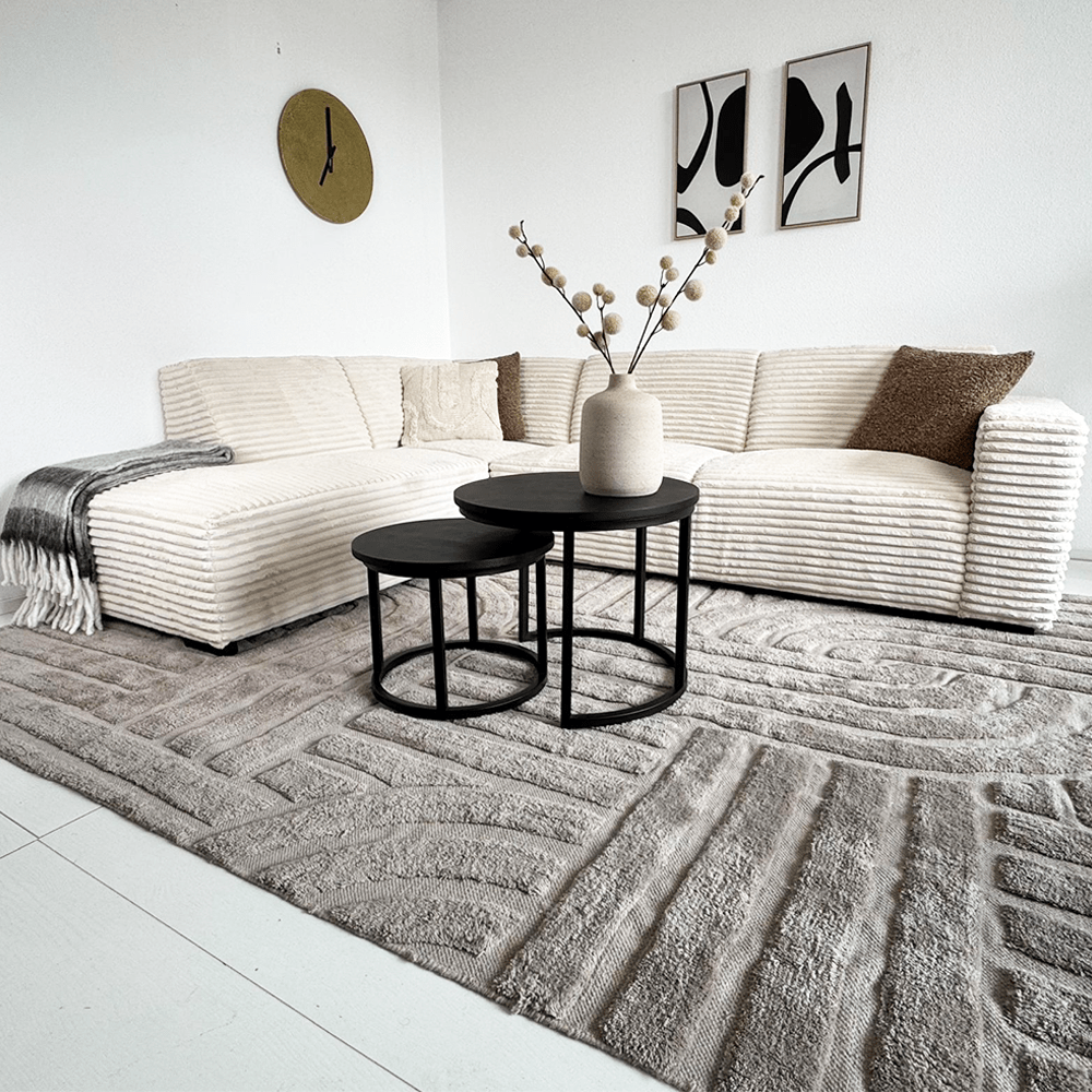 Sofas - Corner sofa cream super soft ribbed fabric Gavi - left - Dimehouse