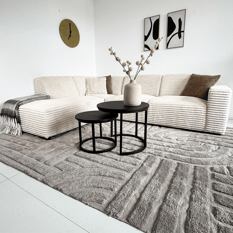 Sofas - Corner sofa cream super soft ribbed fabric Gavi - left - Dimehouse
