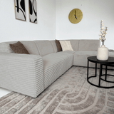Sofas - Corner sofa beige super soft ribbed fabric Gavi - right - Dimehouse