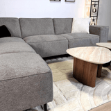 Sofas - Corner sofa taupe chenille mottled Ravi – left - Dimehouse