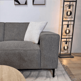 Sofas - Corner sofa taupe chenille mottled Ravi – right - Dimehouse