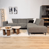 Sofas - Corner sofa taupe chenille mottled Ravi – right - Dimehouse